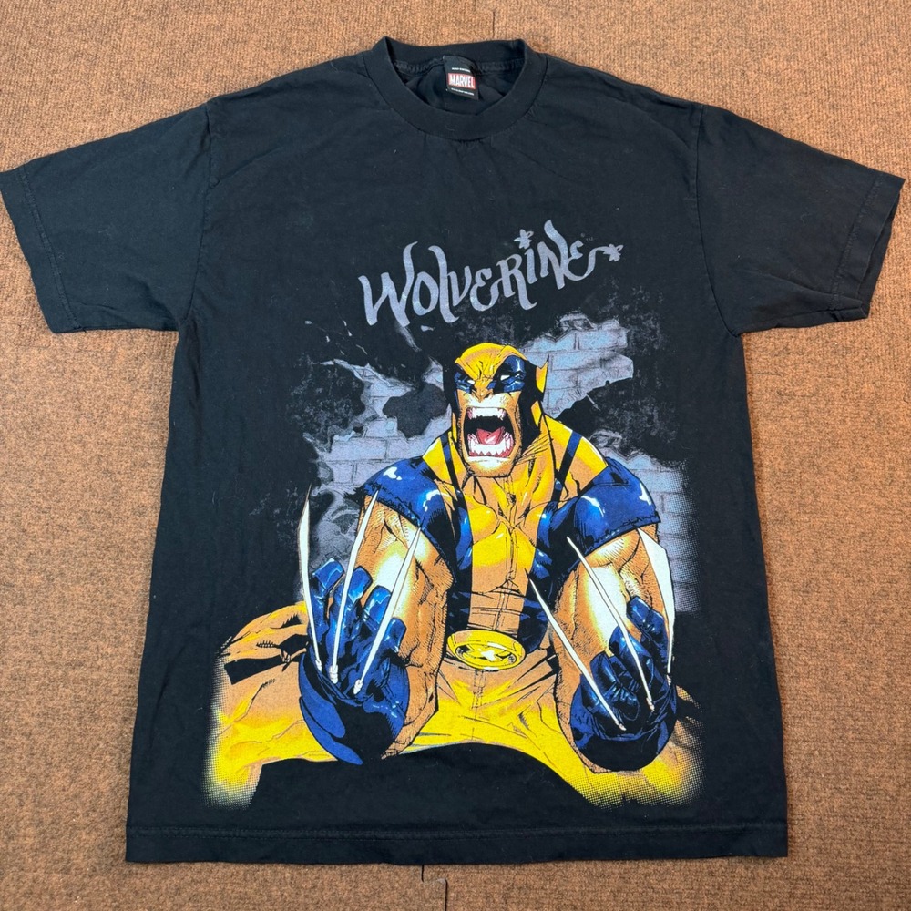 Marvel Wolverine T Shirt Mens Large Black Graphic X-Men Mad Engine gym shirt fit